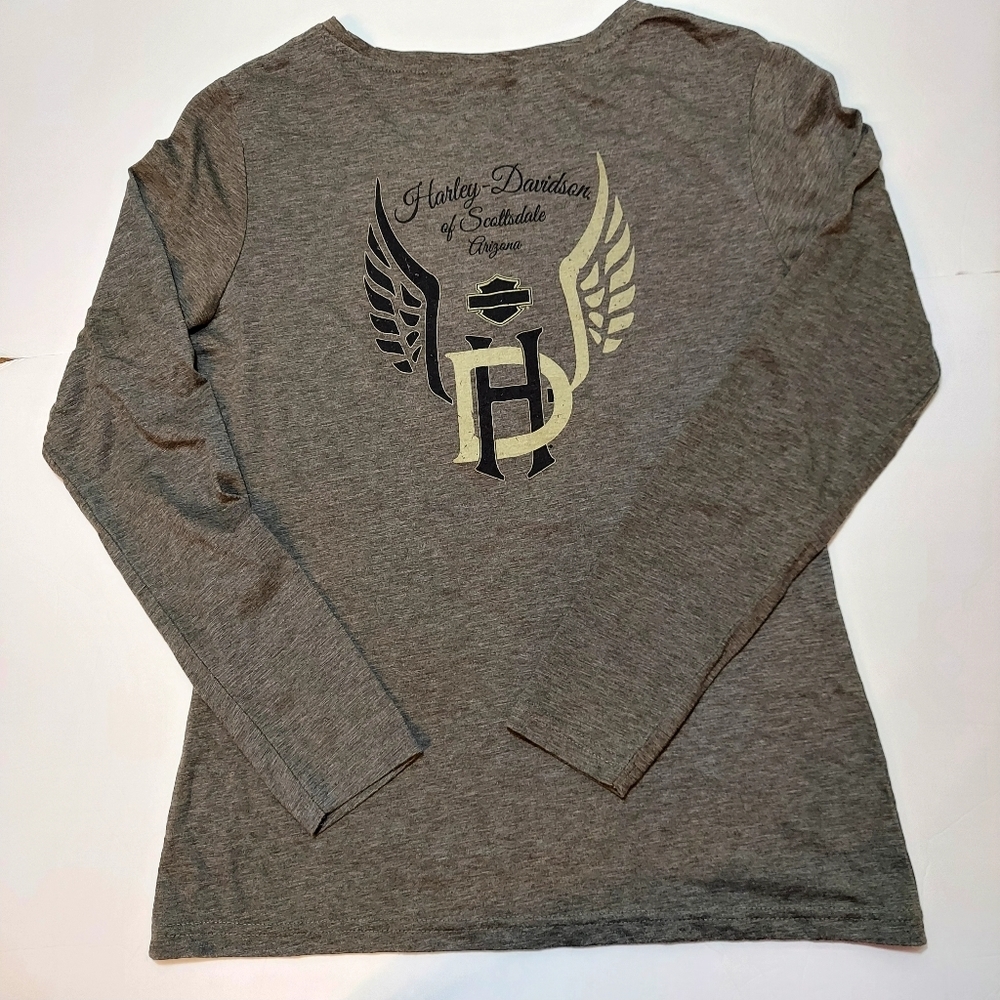 Harley-Davidson of Scottsdale Arizona Gray Longsleeve Cotton Shirt Medium - Picture 4 of 14